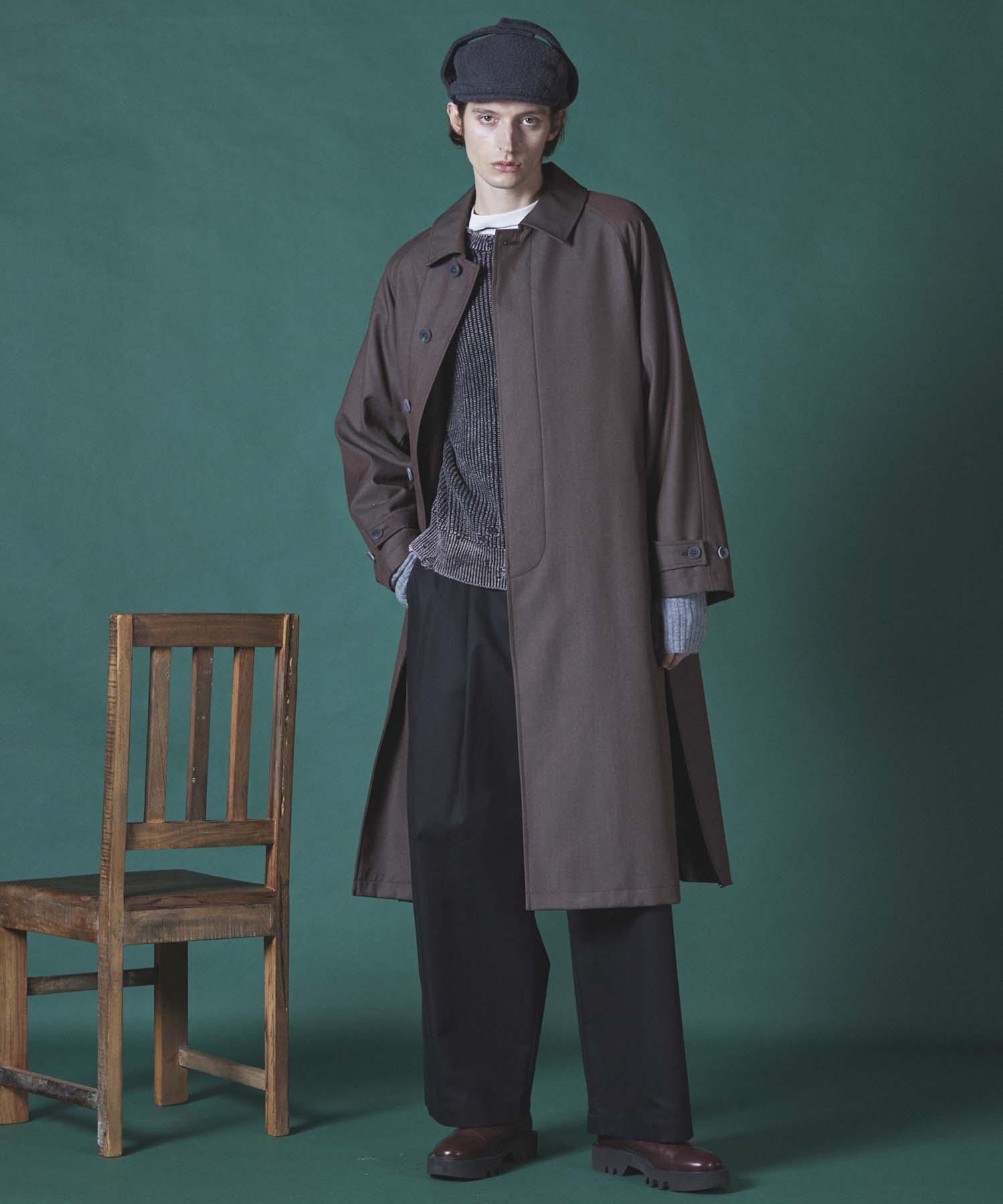 Prime-Over Wool Chambray Balmachan Coat