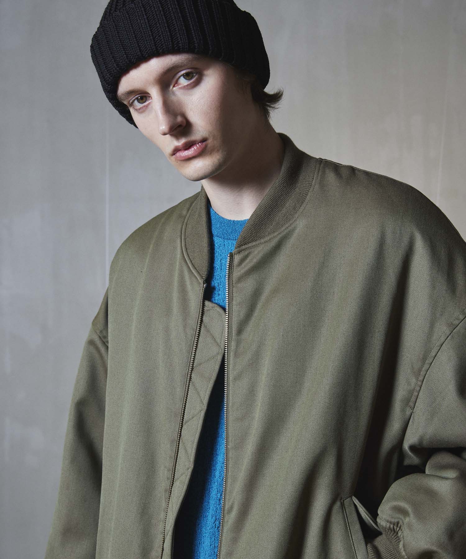 Prime-Over Wool Chambray MA-1 Bomber Jacket