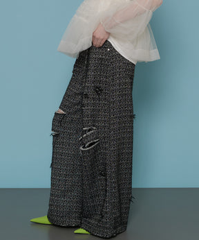 【SALE】Tweed Distressed Wide Pants