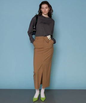 【SALE】Turnback Waist Tight Maxi Skirt