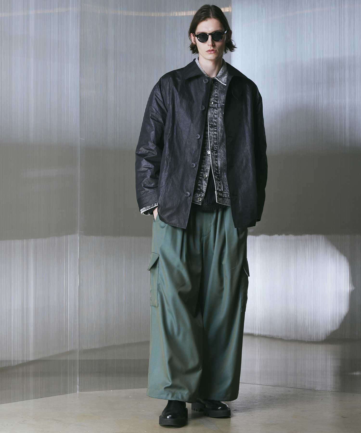 High Count Wool Prime-Wide Cargo Pants