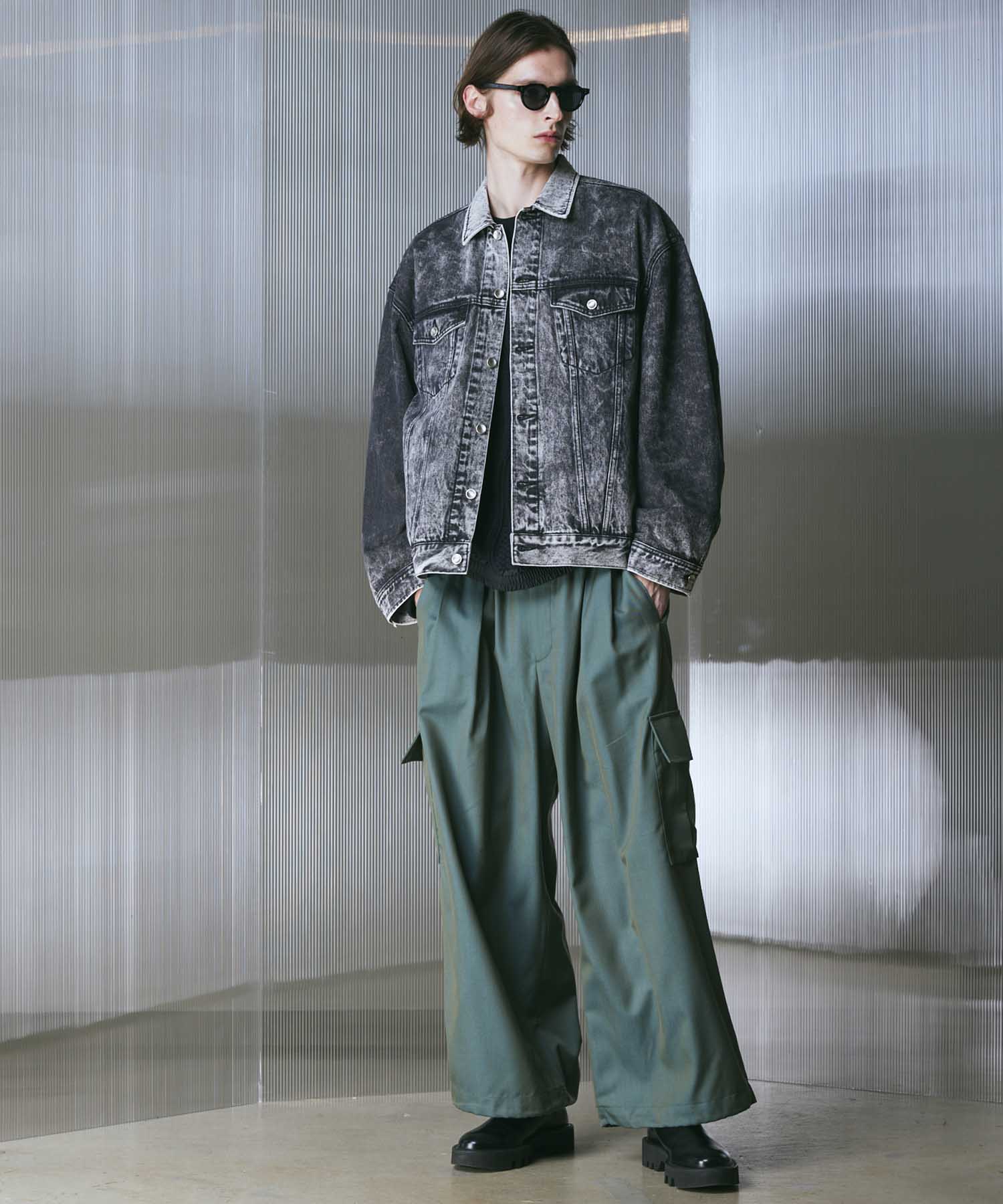 High Count Wool Prime-Wide Cargo Pants