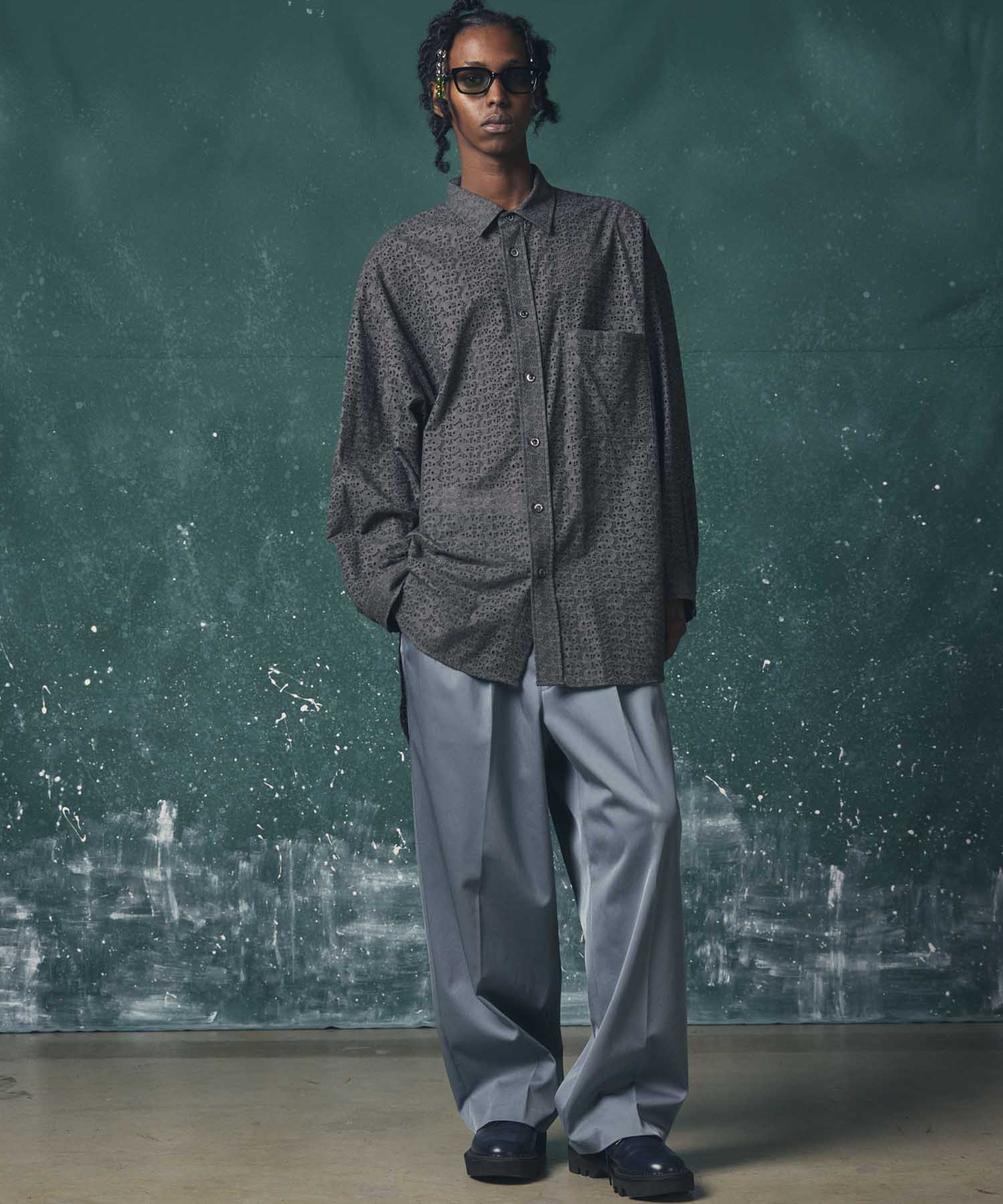 Triacetate Three-Tuck Wide Pants