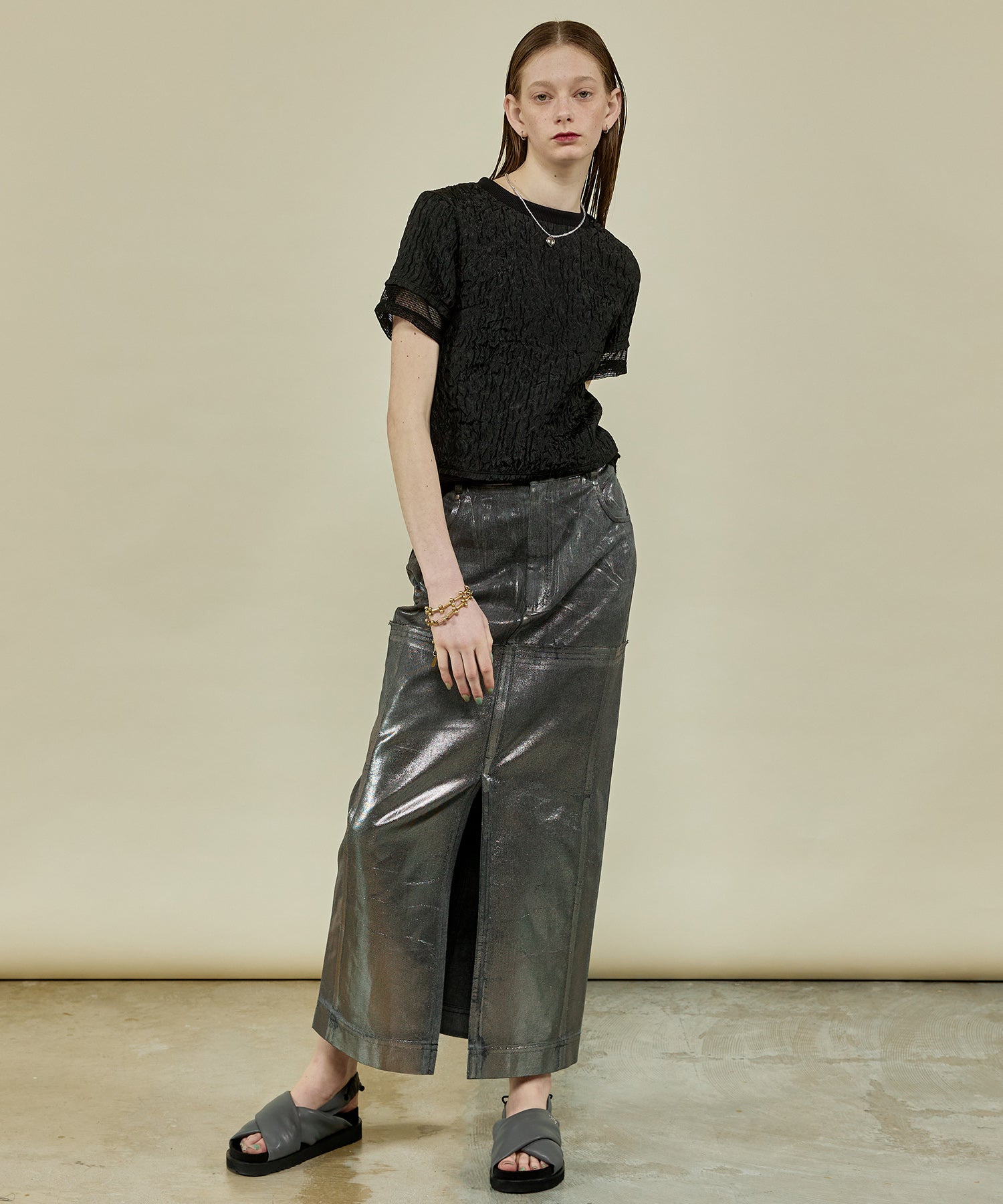 Sparkling Foil Handouted Gradation Skirt