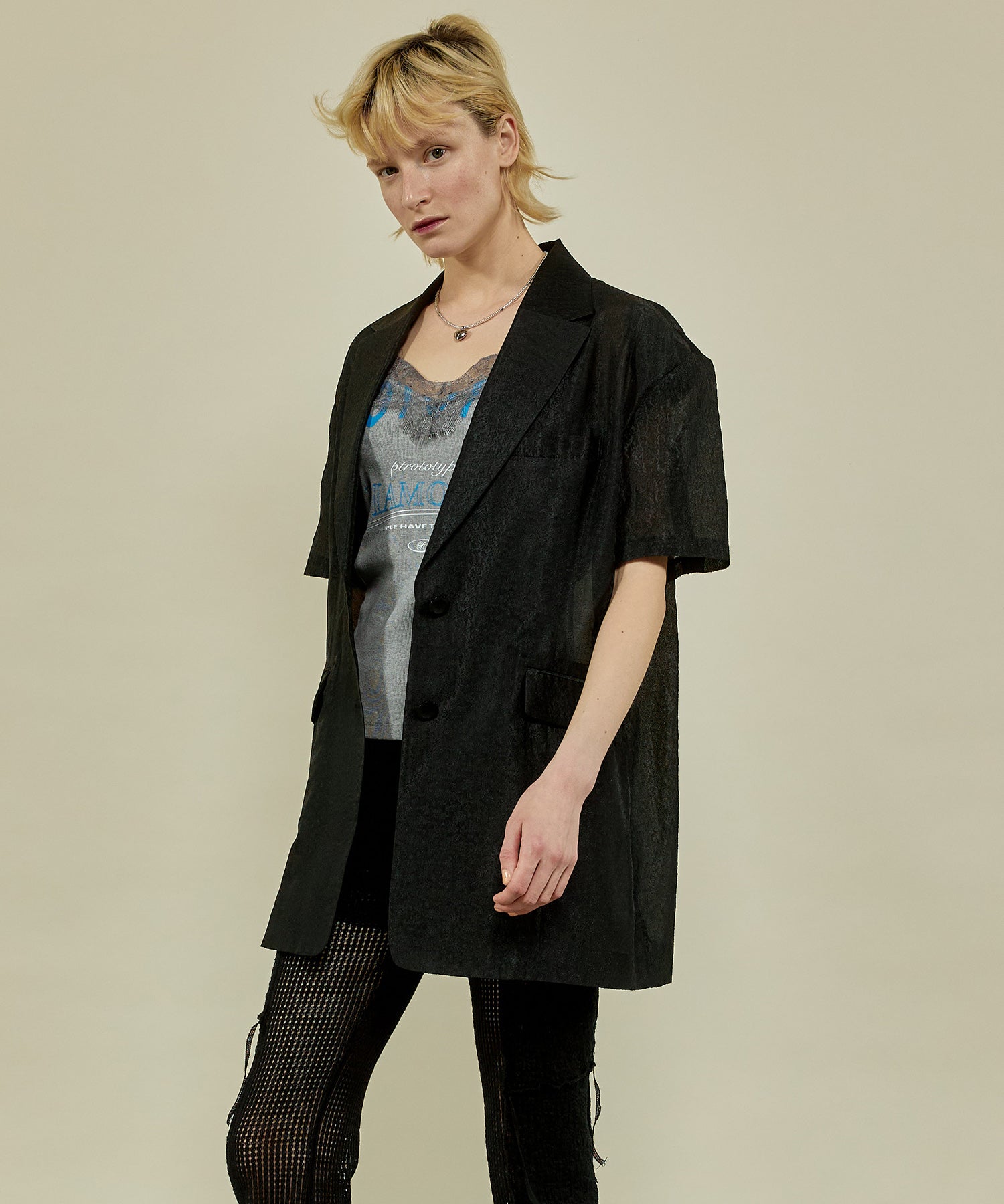 Sheer Jacquard Oversized Jacket