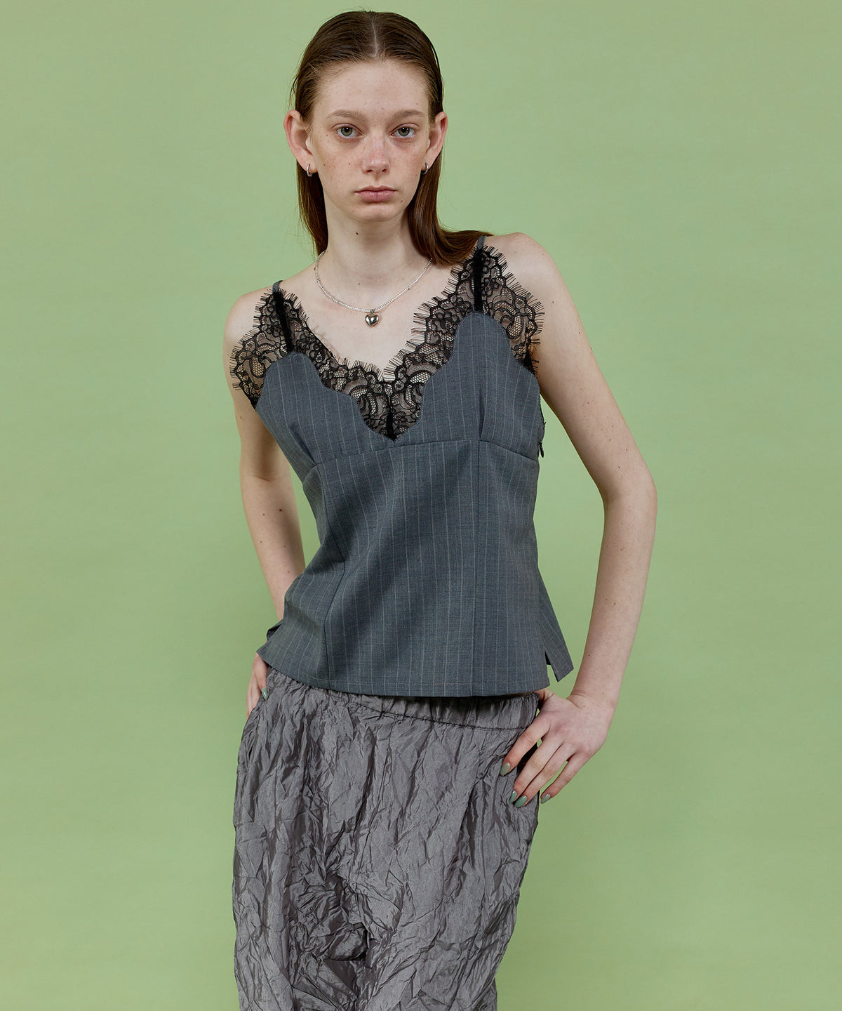 Pinstripe Lace Camisole