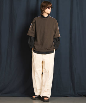 Washed Nylon Crochet Side Line Prime-Wide Easy Pants