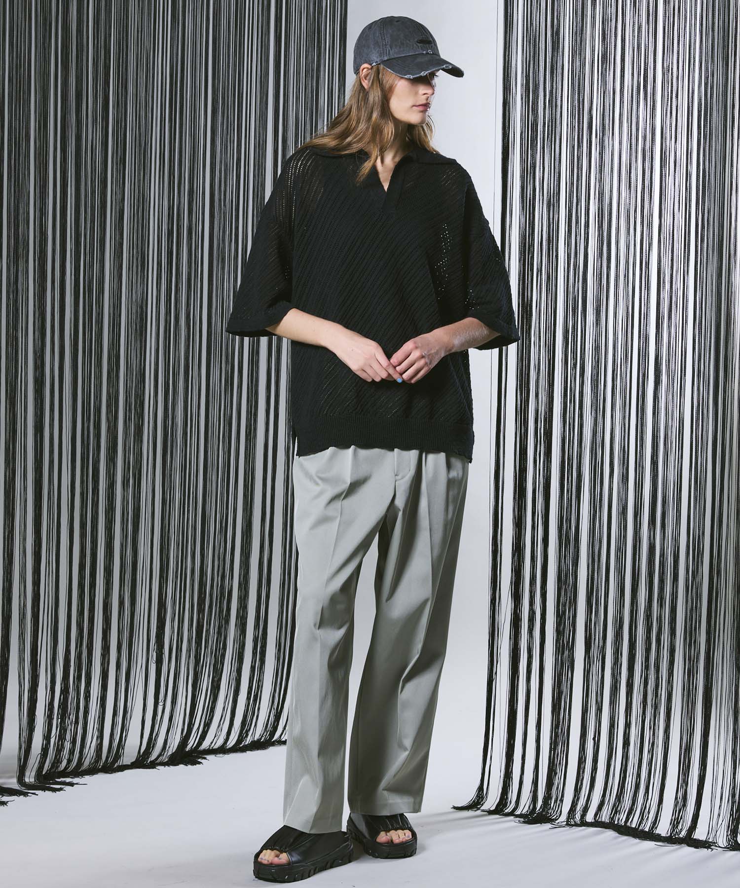 Triacetate Three-Tuck Wide Pants