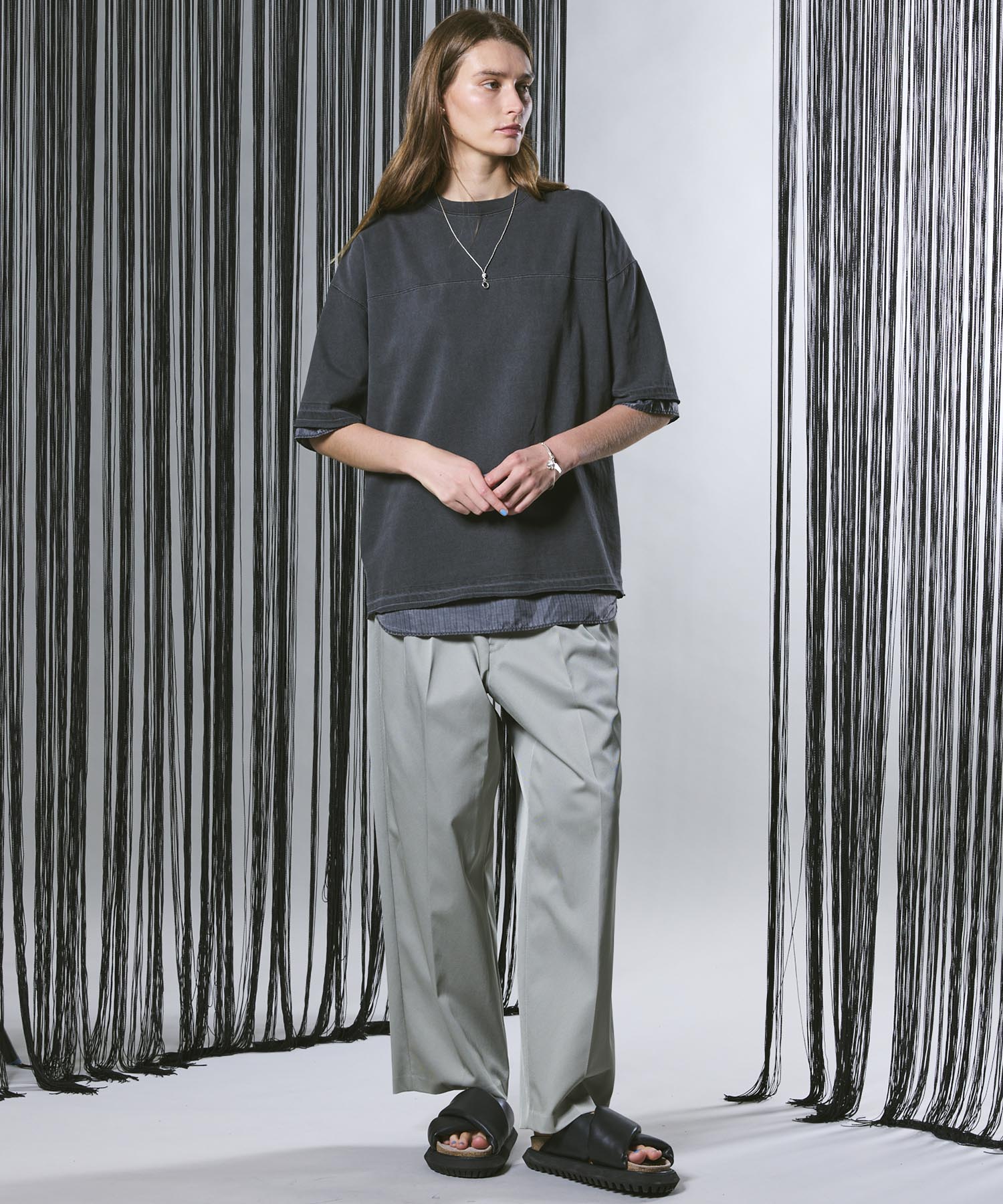 Triacetate Three-Tuck Wide Pants