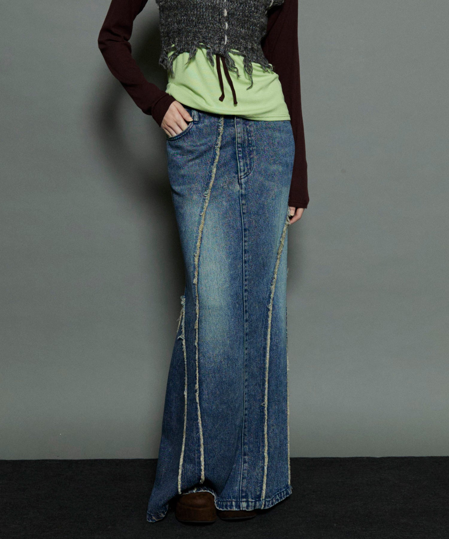 Cellulose Denim Maxi Skirt