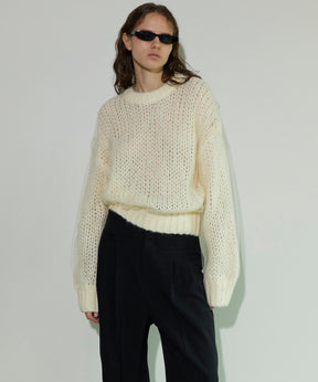 Tulle Layered Low Gauge Reversible Knit Pullover