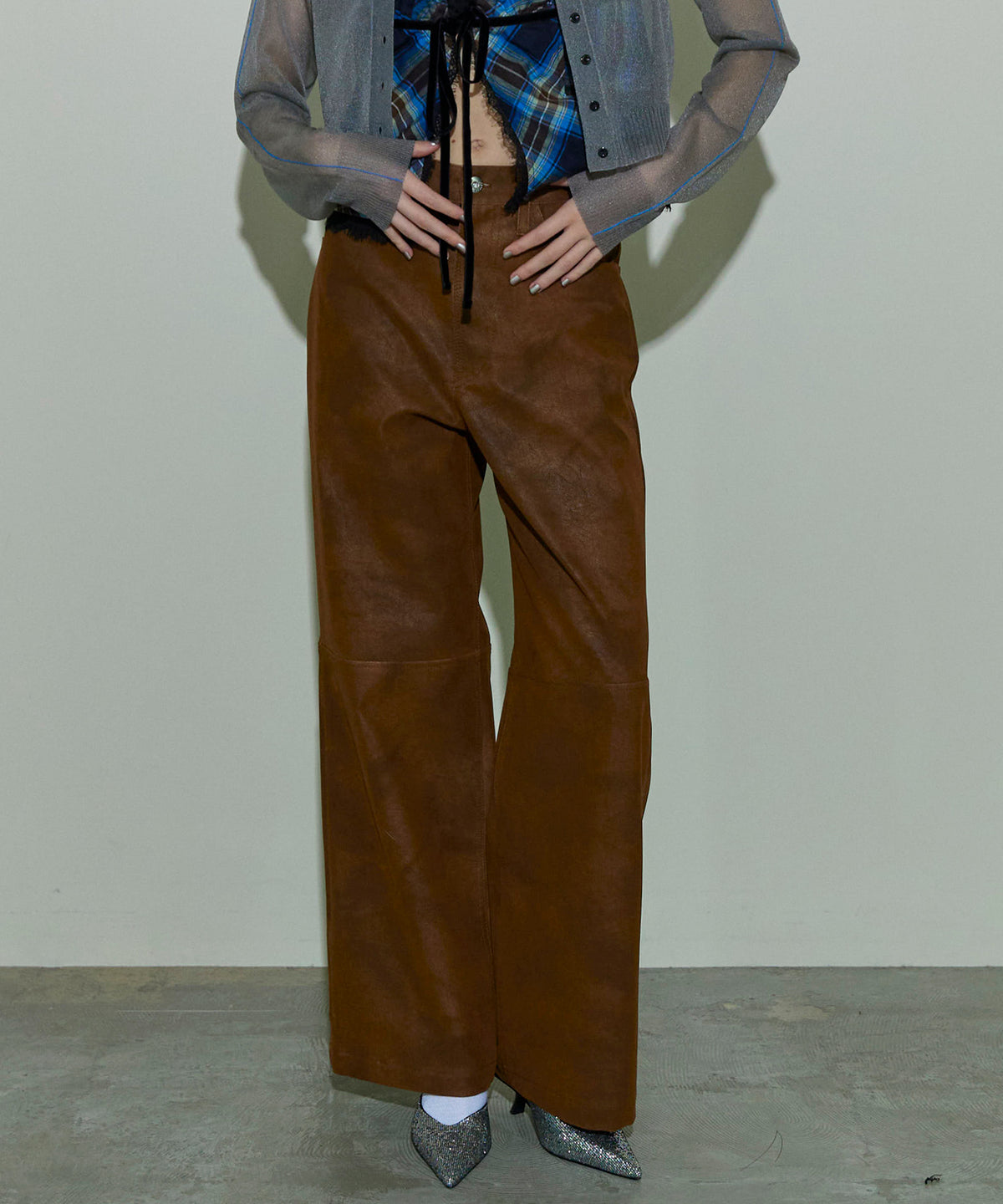 Vegan Leather Wide Straight Pants