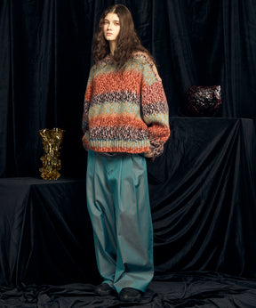 【24AW PRE-ORDER】PINORI Long Space-Dye Gradation Prime-Over Crew Neck Knit PullOver