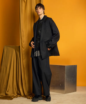 Wool Mix Continuous Tow-Tuck Wide Pants