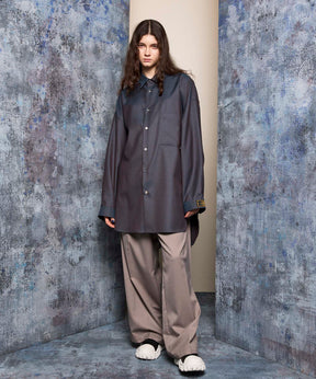 Wool Mix Continuous Tow-Tuck Wide Pants