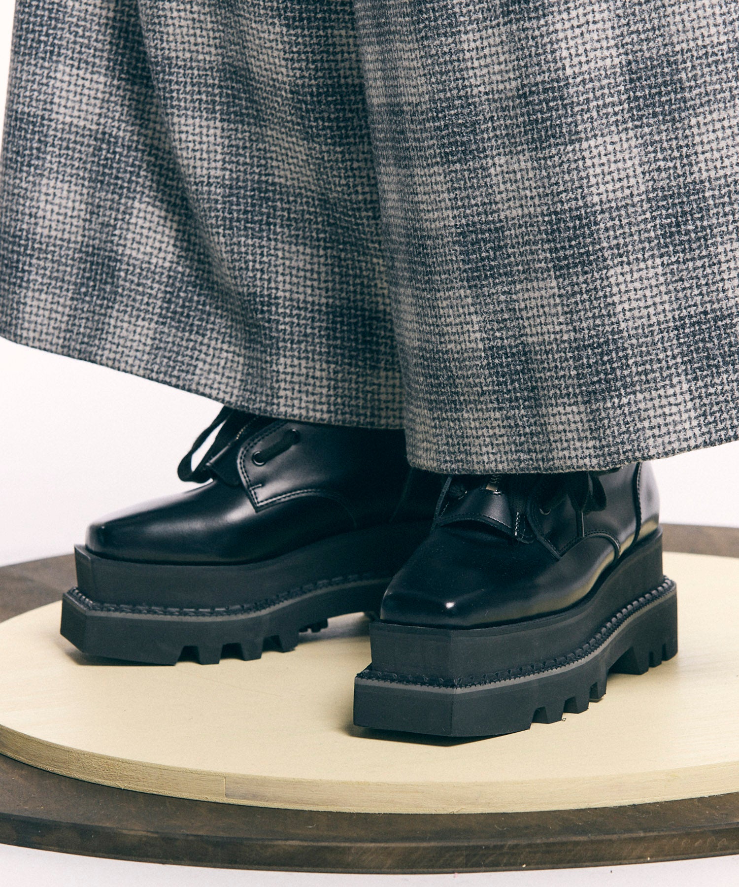 【SPECIAL SHOES FACTORY COLLABORATION】Italian Vibram Square Sole Front Zip Long Boots Made In TOKYO