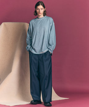 4 Colors Chambray Washable Wool Prime-Wide One Tuck Pants