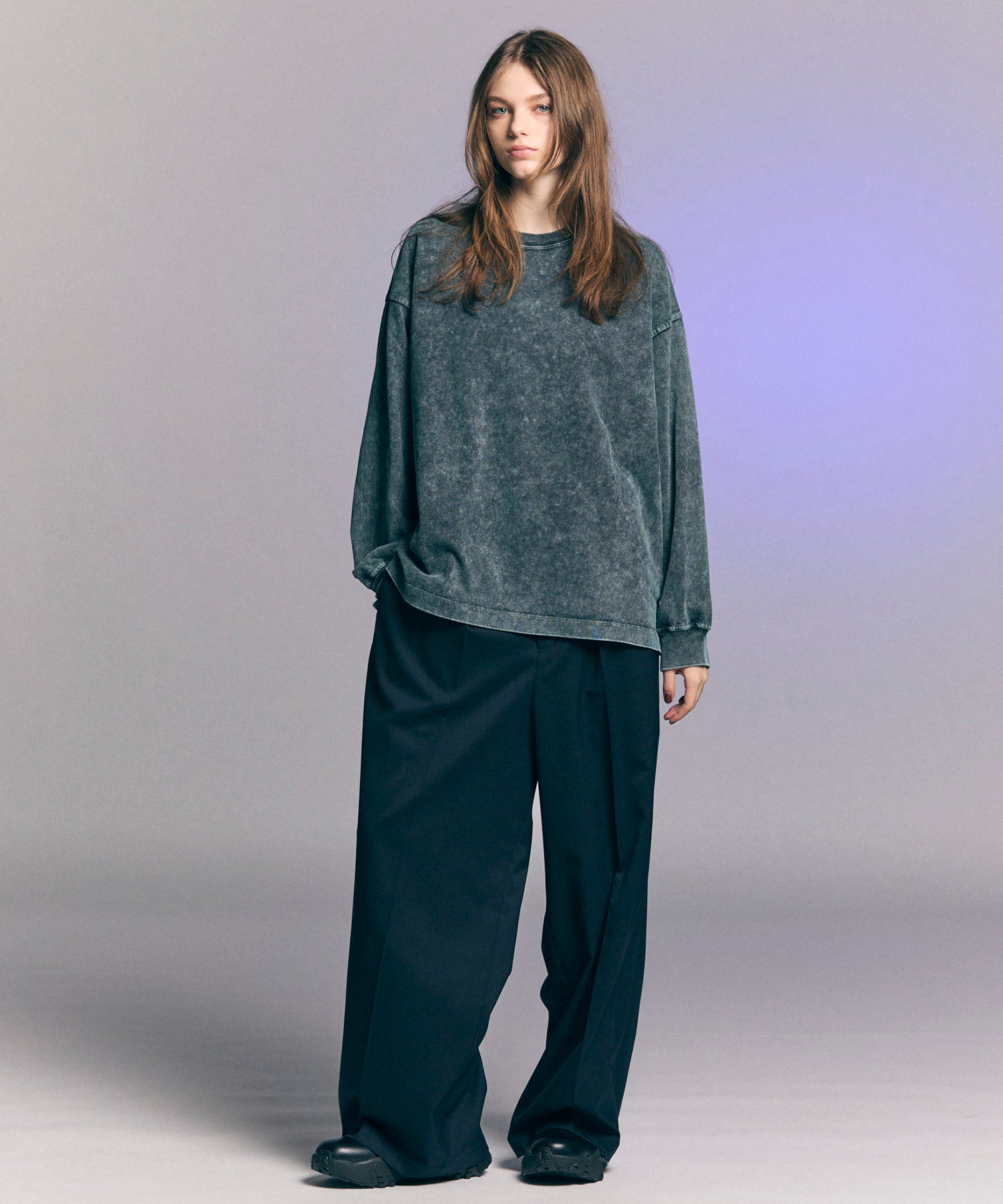 Wool Mix Continuous Tow-Tuck Wide Pants