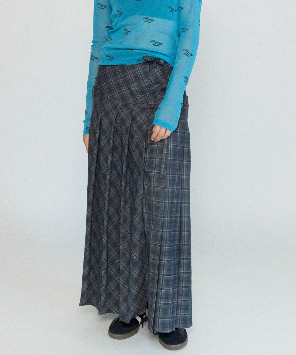 Low Waist Maxi Pleated Skirt