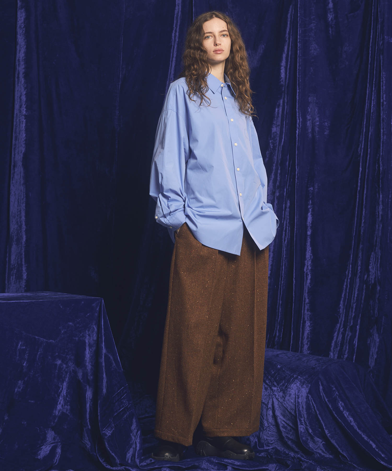 【Italian Dead Stock Fabric】Two-Tuck Wide Pants