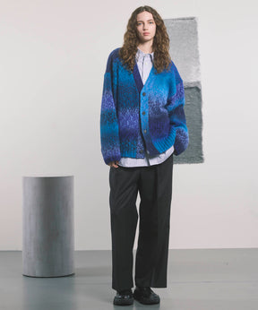 【24AW PRE-ORDER】PINORI Long Space-Dye Gradation Prime-Over V-Neck Knit Cardigan