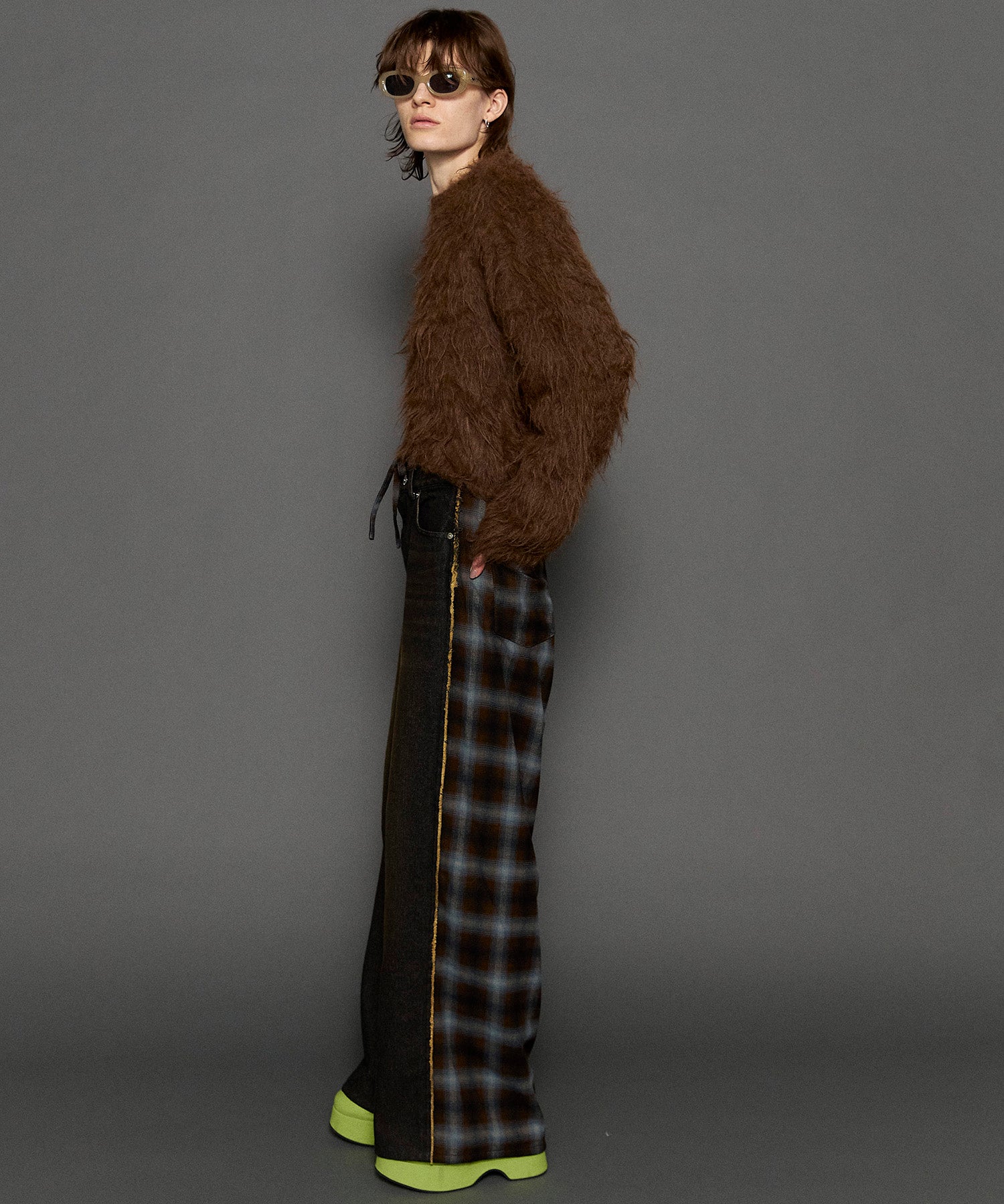 【24WINTER PRE-ORDER】Plaid Pattern Bicolor Denim Pants