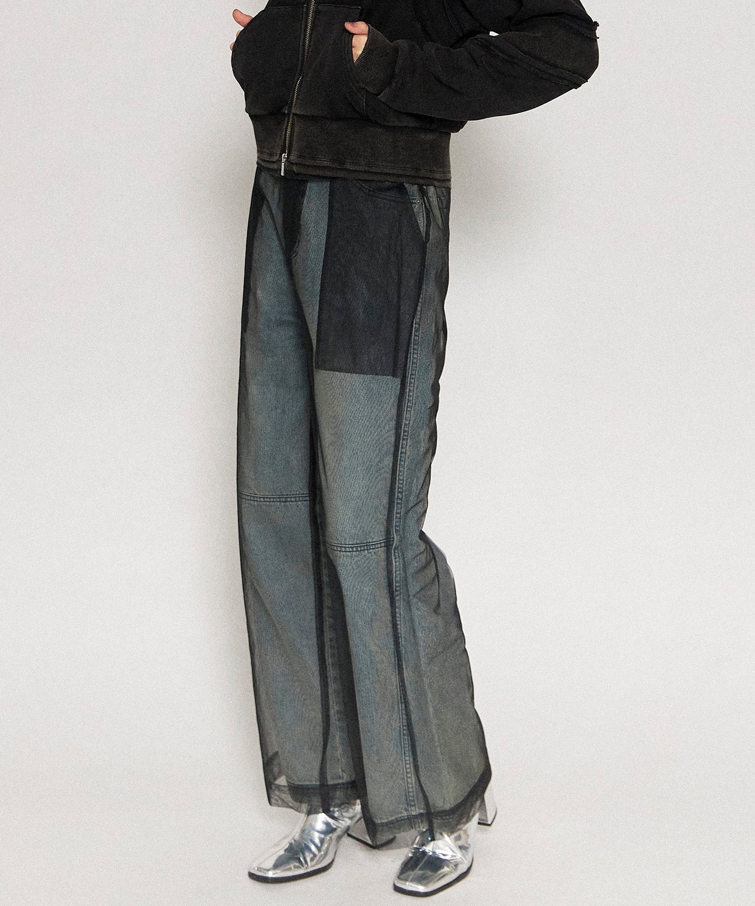 【24WINTER PRE-ORDER】Tulle Layer Denim Pants