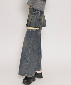 【24WINTER PRE-ORDER】Pleated Skirt Layered Pants