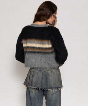 【24WINTER PRE-ORDER】Multi Border Short Length Knit Tops