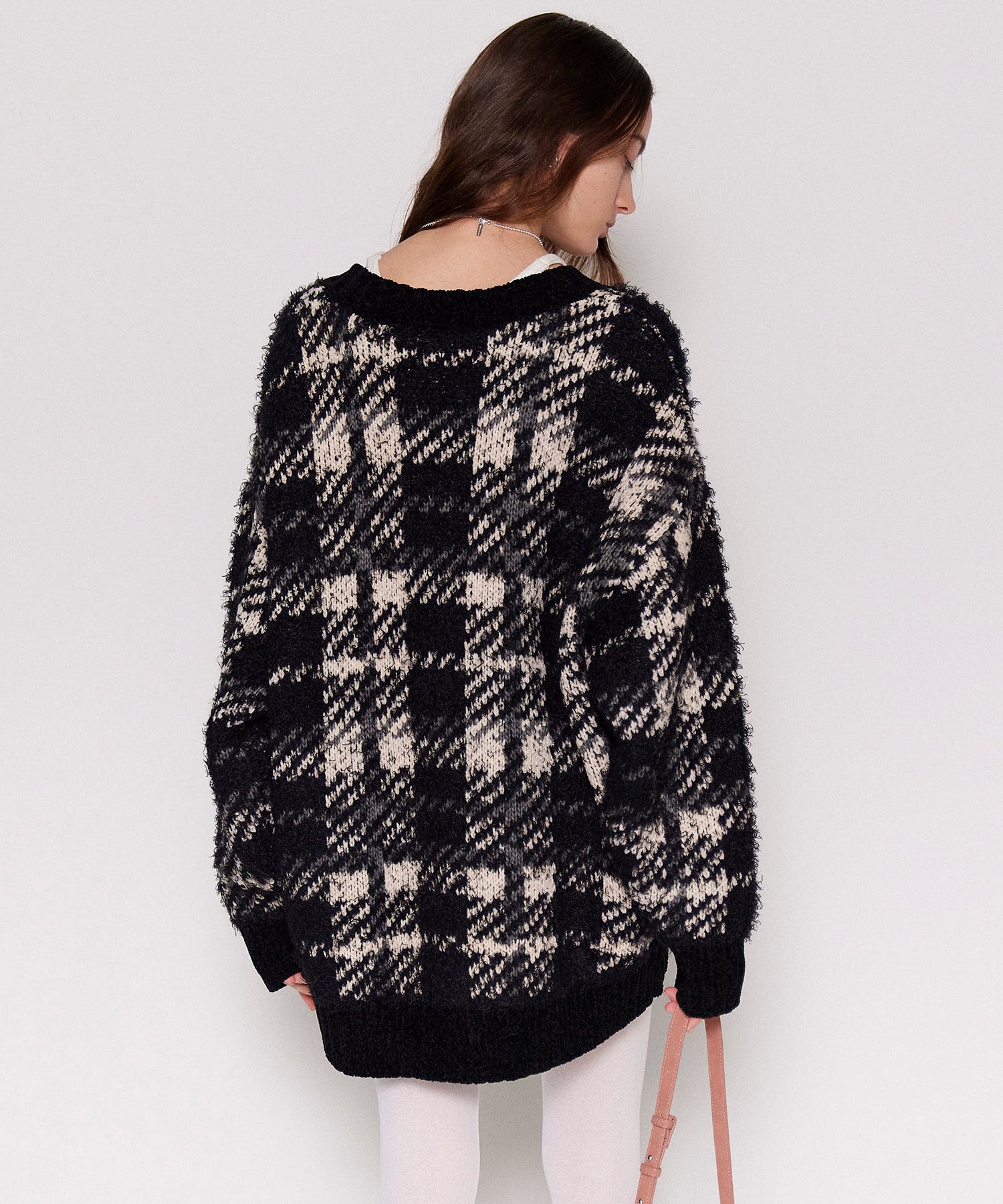 【24WINTER PRE-ORDER】Plaid Jacquard Knit Cardigan