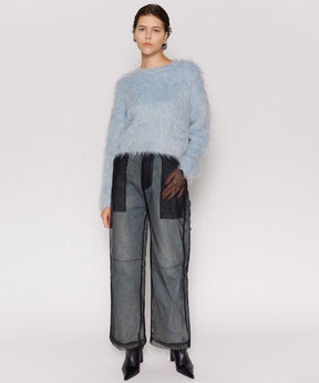 【24WINTER PRE-ORDER】Tulle Layer Denim Pants