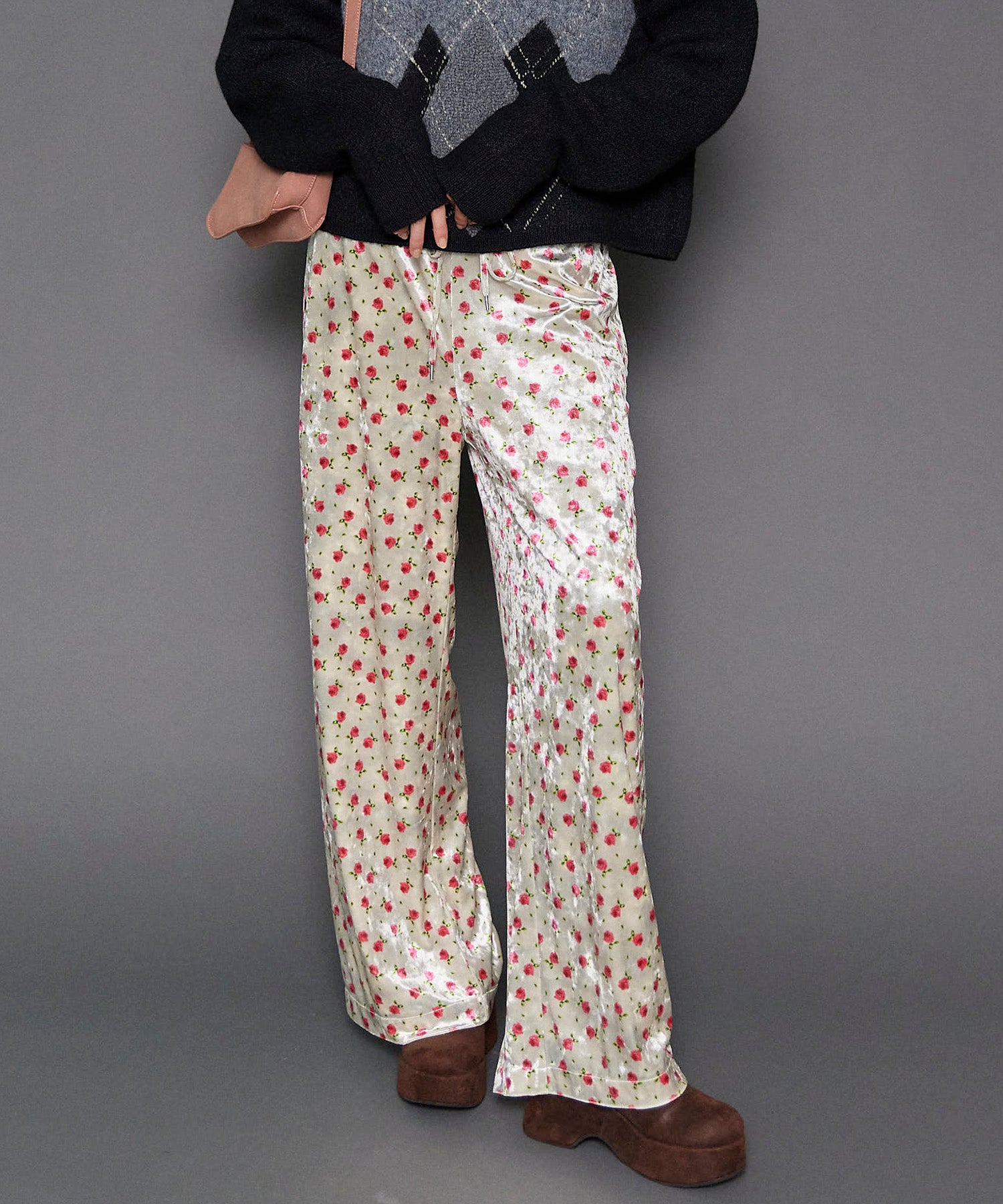 【24WINTER PRE-ORDER】Flower Velor Easy Pants