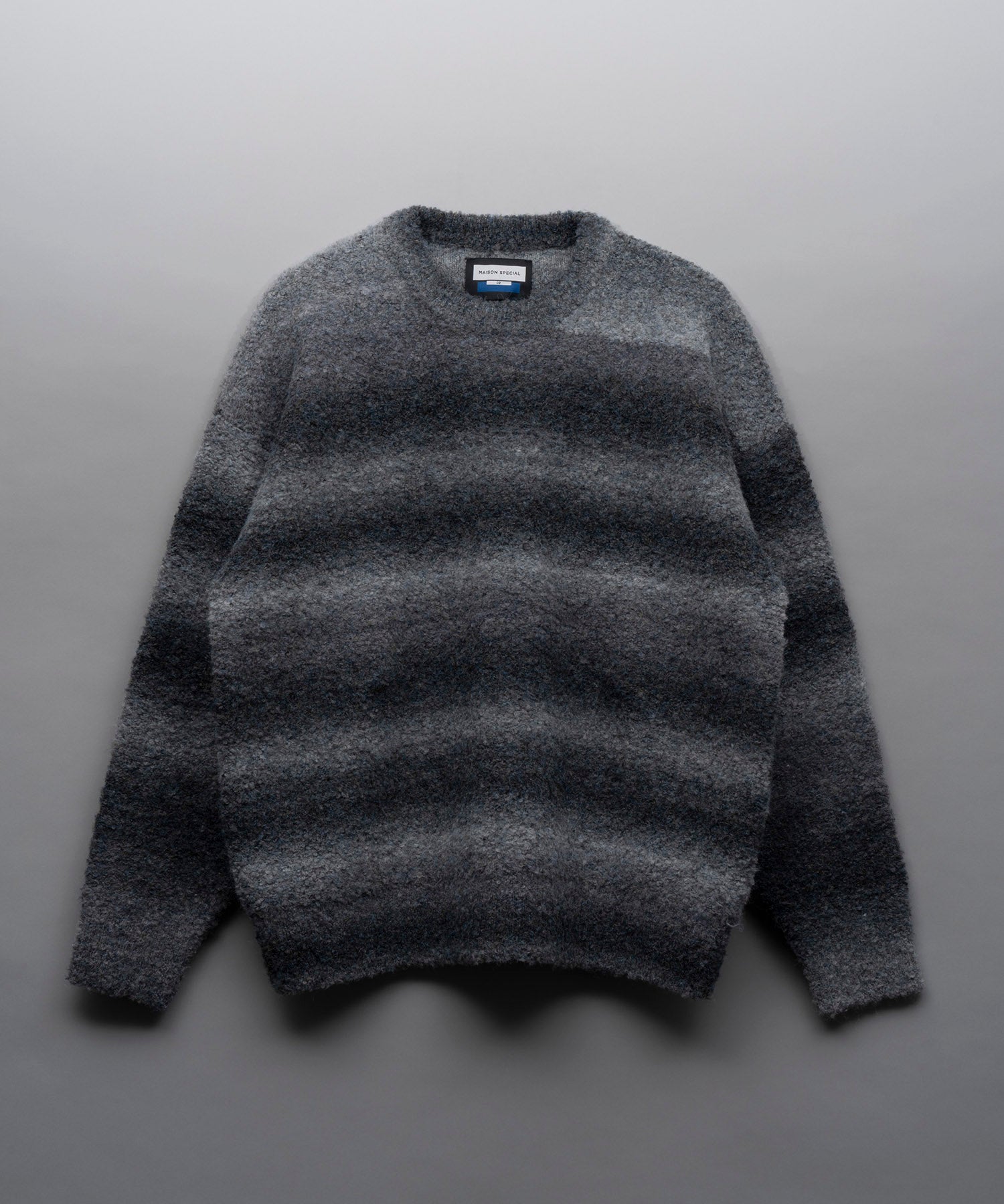 【24AW PRE-ORDER】MOKOMOKO Gradation Border Prime-Over Crew Neck Knit Pullover