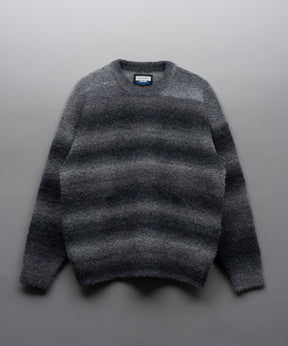 【24AW PRE-ORDER】MOKOMOKO Gradation Border Prime-Over Crew Neck Knit Pullover