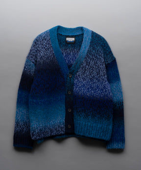 【24AW PRE-ORDER】PINORI Long Space-Dye Gradation Prime-Over V-Neck Knit Cardigan