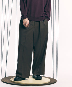 Wool Mix Continuous Tow-Tuck Wide Pants