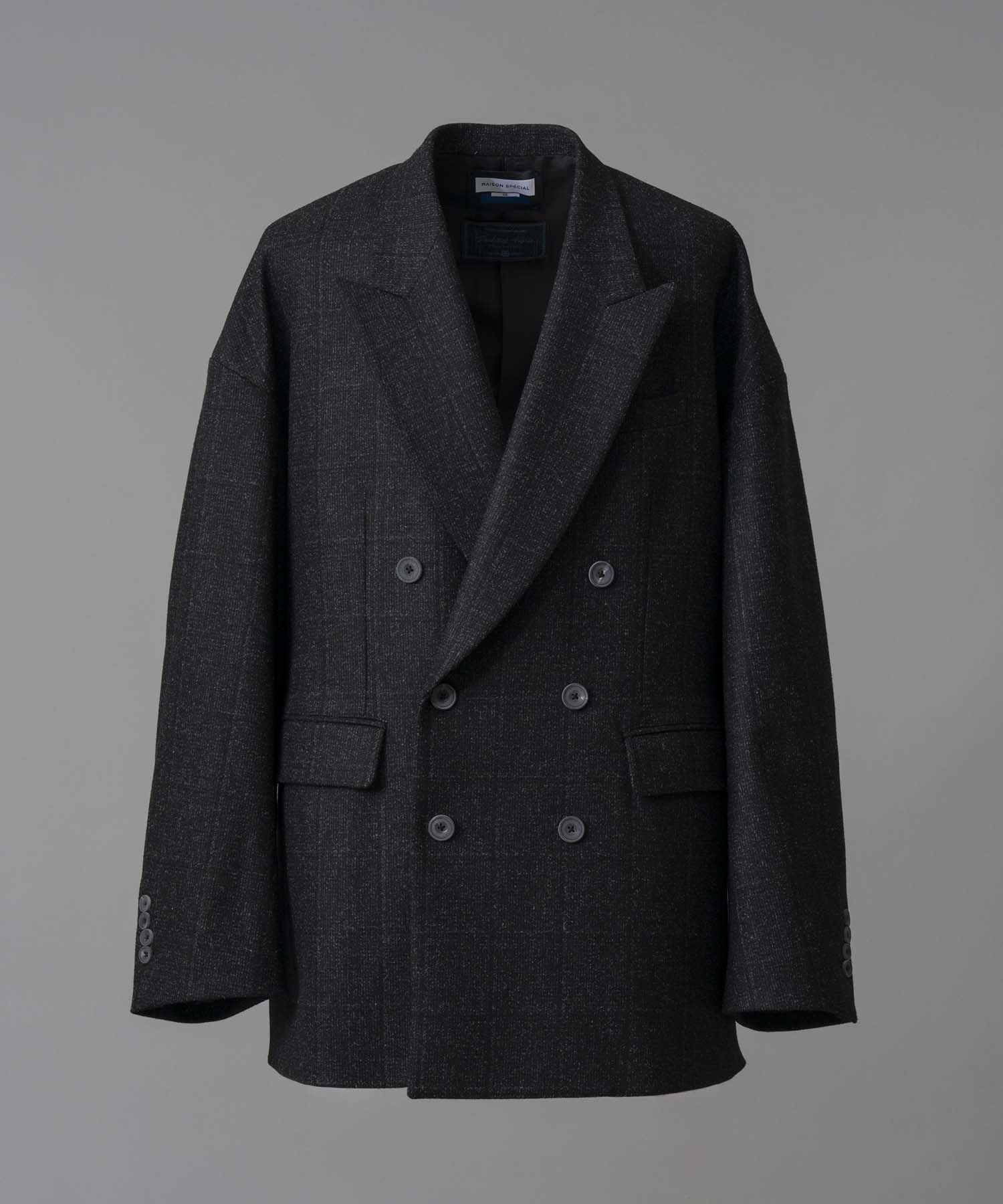 【Italian Dead Stock Fabric】Peaked Lapel Prime-Over Double Breasted Jacket