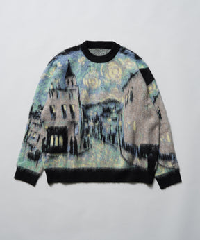 【24AW PRE-ORDER】Prime-Over Landscape Painting Crew Neck Knit Pullover