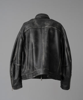 Sheep Leather Prime-Over Single Rider Collared Jacket