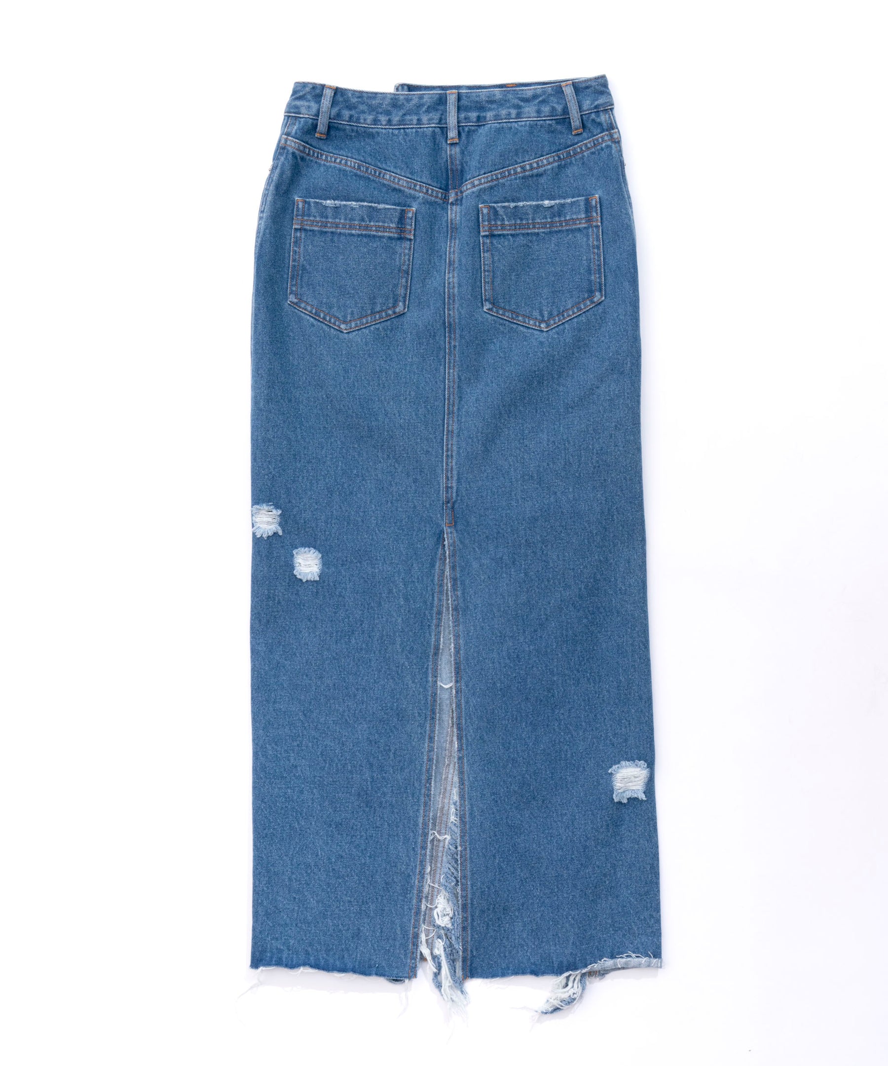 High Damage Denim Skirt