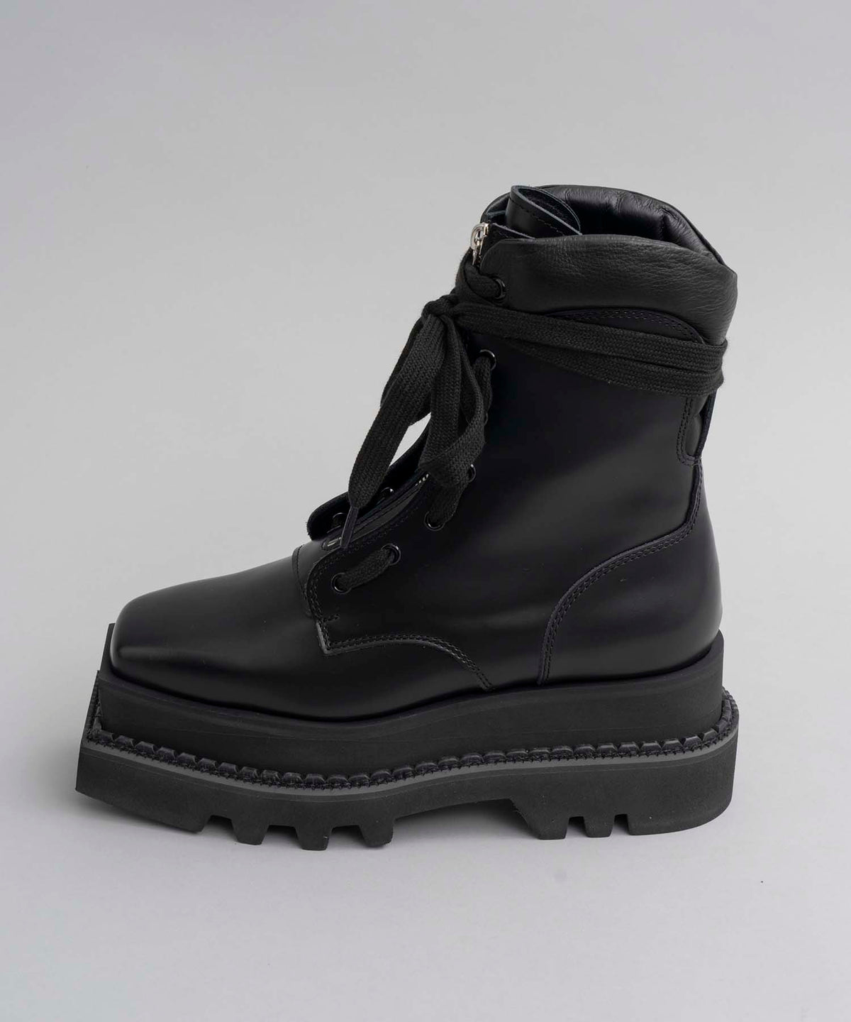 【SPECIAL SHOES FACTORY COLLABORATION】Italian Vibram Square Sole Front Zip Long Boots Made In TOKYO