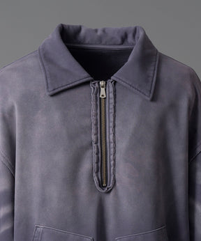 Sandblasting Sweat Prime-Over Half-Zip Polo Shirt