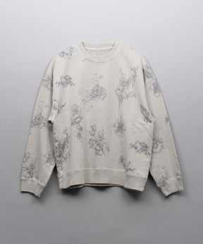 Prime-Over Tattoo Print Pigment Crew Neck Sweat Pullover