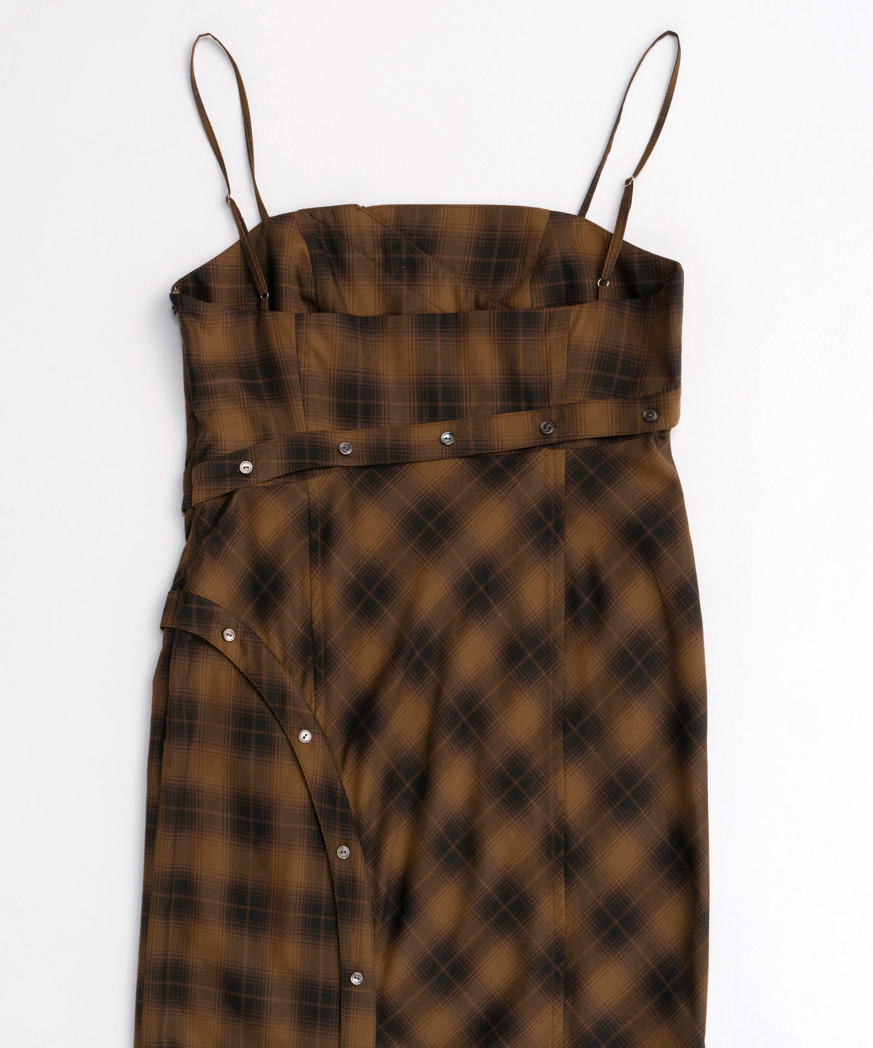 【PRE-ORDER】Button Slit Checkered Camisole Maxidresses