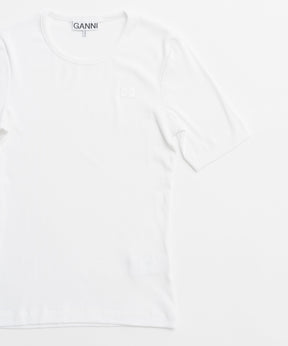 【GANNI】Soft Cotton Rib Short Sleeve T-shirt