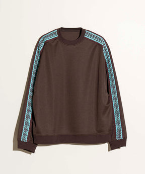 Prime-Over Crochet Line Crew Neck Track Pullover