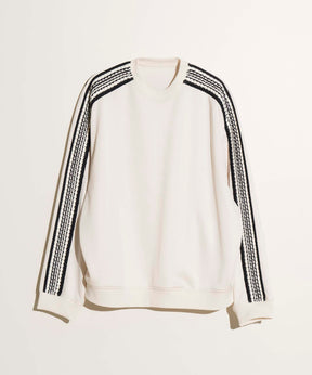 Prime-Over Crochet Line Crew Neck Track Pullover