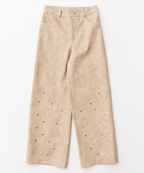 【24WINTER PRE-ORDER】Studs Vegan Leather Straight Pants