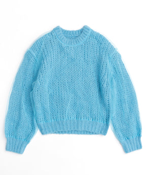 Tulle Layered Low Gauge Reversible Knit Pullover