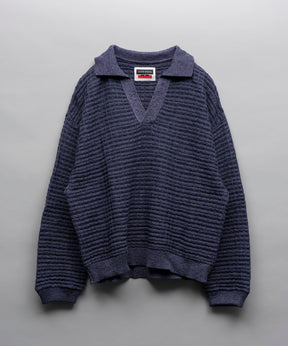 Slab Waffle Prime-Over Skipper Knit Pullover